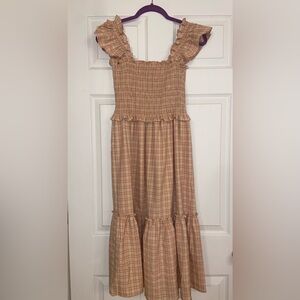 Plaid Smocked Maxi Dress
